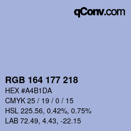 Color code: RGB 164 177 218 | qconv.com