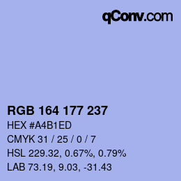 Color code: RGB 164 177 237 | qconv.com