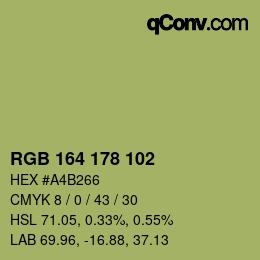 Color code: RGB 164 178 102 | qconv.com