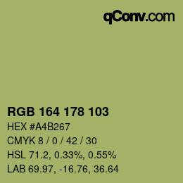Color code: RGB 164 178 103 | qconv.com