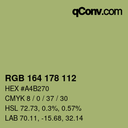 Code couleur: RGB 164 178 112 | qconv.com