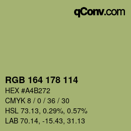 Color code: RGB 164 178 114 | qconv.com