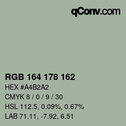 カラーコード: RGB 164 178 162 | qconv.com