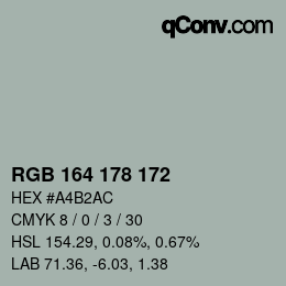 颜色代码: RGB 164 178 172 | qconv.com