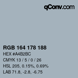 Farbcode: RGB 164 178 188 | qconv.com