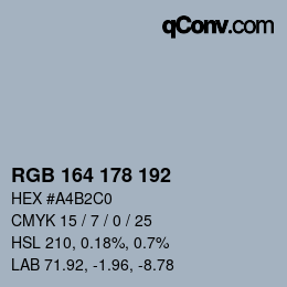 Color code: RGB 164 178 192 | qconv.com