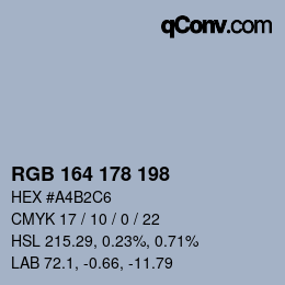 Color code: RGB 164 178 198 | qconv.com