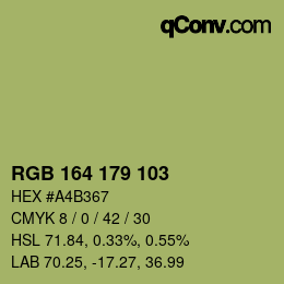 Color code: RGB 164 179 103 | qconv.com