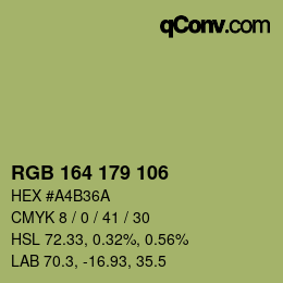 Color code: RGB 164 179 106 | qconv.com