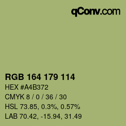 Color code: RGB 164 179 114 | qconv.com