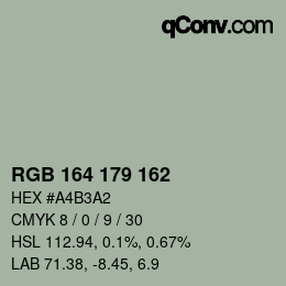 Color code: RGB 164 179 162 | qconv.com