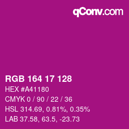 Color code: RGB 164 17 128 | qconv.com