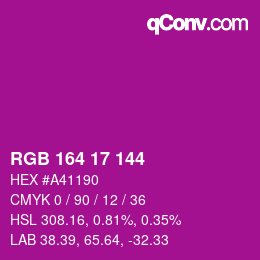 颜色代码: RGB 164 17 144 | qconv.com