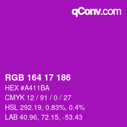 Color code: RGB 164 17 186 | qconv.com