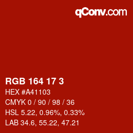 Color code: RGB 164 17 3 | qconv.com