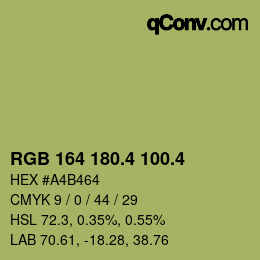 カラーコード: RGB 164 180.4 100.4 | qconv.com