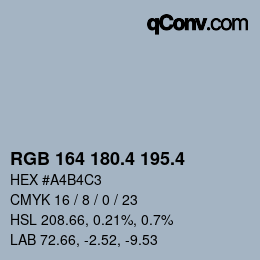 カラーコード: RGB 164 180.4 195.4 | qconv.com