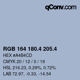 カラーコード: RGB 164 180.4 205.4 | qconv.com