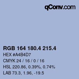 カラーコード: RGB 164 180.4 215.4 | qconv.com