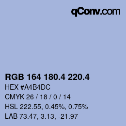 カラーコード: RGB 164 180.4 220.4 | qconv.com