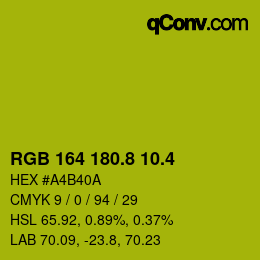 カラーコード: RGB 164 180.8 10.4 | qconv.com