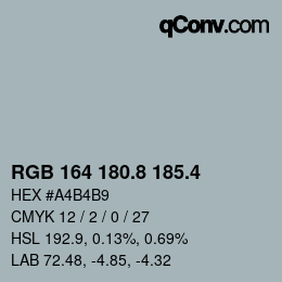 カラーコード: RGB 164 180.8 185.4 | qconv.com