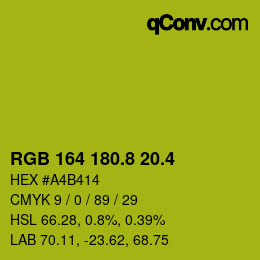 カラーコード: RGB 164 180.8 20.4 | qconv.com