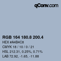 カラーコード: RGB 164 180.8 200.4 | qconv.com