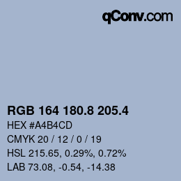 カラーコード: RGB 164 180.8 205.4 | qconv.com