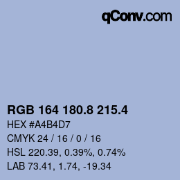 カラーコード: RGB 164 180.8 215.4 | qconv.com