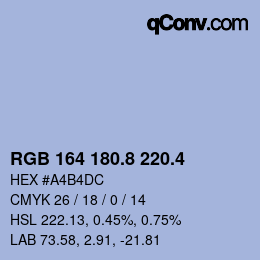 カラーコード: RGB 164 180.8 220.4 | qconv.com