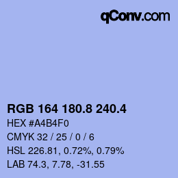 カラーコード: RGB 164 180.8 240.4 | qconv.com