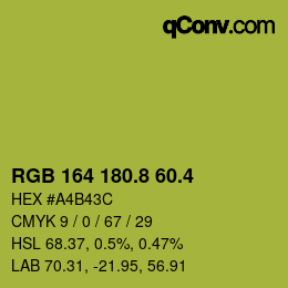 カラーコード: RGB 164 180.8 60.4 | qconv.com