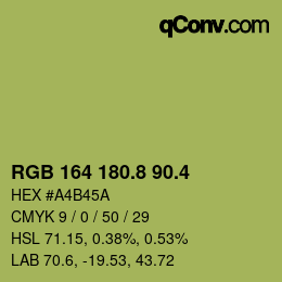 カラーコード: RGB 164 180.8 90.4 | qconv.com