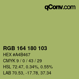 Color code: RGB 164 180 103 | qconv.com