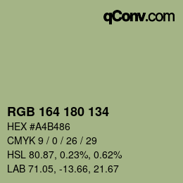 Color code: RGB 164 180 134 | qconv.com