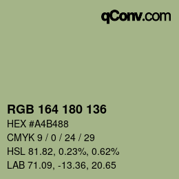 Código de color: RGB 164 180 136 | qconv.com