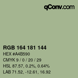 Color code: RGB 164 181 144 | qconv.com
