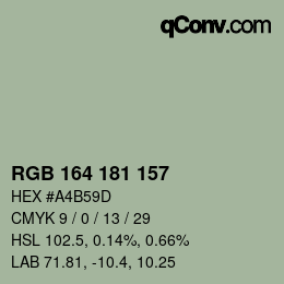 Color code: RGB 164 181 157 | qconv.com