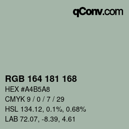 Color code: RGB 164 181 168 | qconv.com