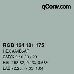 カラーコード: RGB 164 181 175 | qconv.com