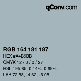Color code: RGB 164 181 187 | qconv.com