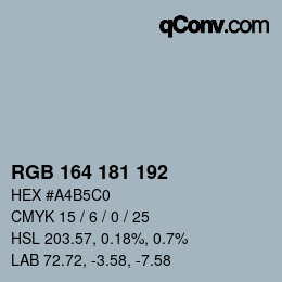 Color code: RGB 164 181 192 | qconv.com