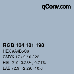 Color code: RGB 164 181 198 | qconv.com