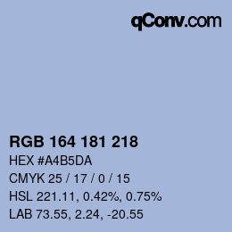 Color code: RGB 164 181 218 | qconv.com
