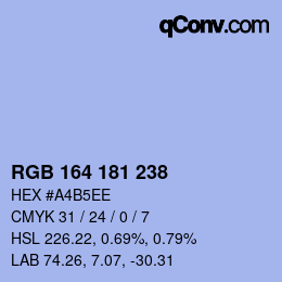 Color code: RGB 164 181 238 | qconv.com