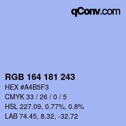 Color code: RGB 164 181 243 | qconv.com