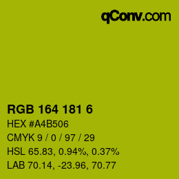 Color code: RGB 164 181 6 | qconv.com