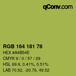 カラーコード: RGB 164 181 78 | qconv.com
