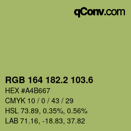 カラーコード: RGB 164 182.2 103.6 | qconv.com